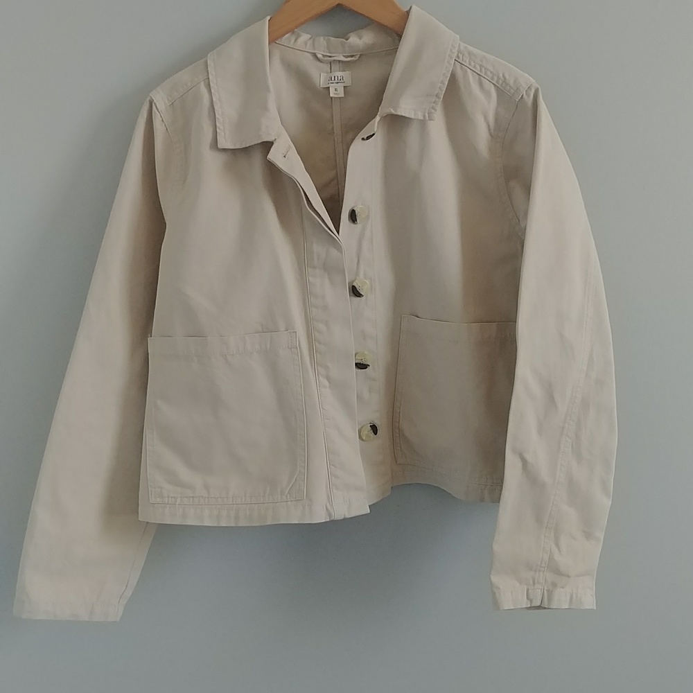 A.N.A Cropped Button Front Tan Jacket